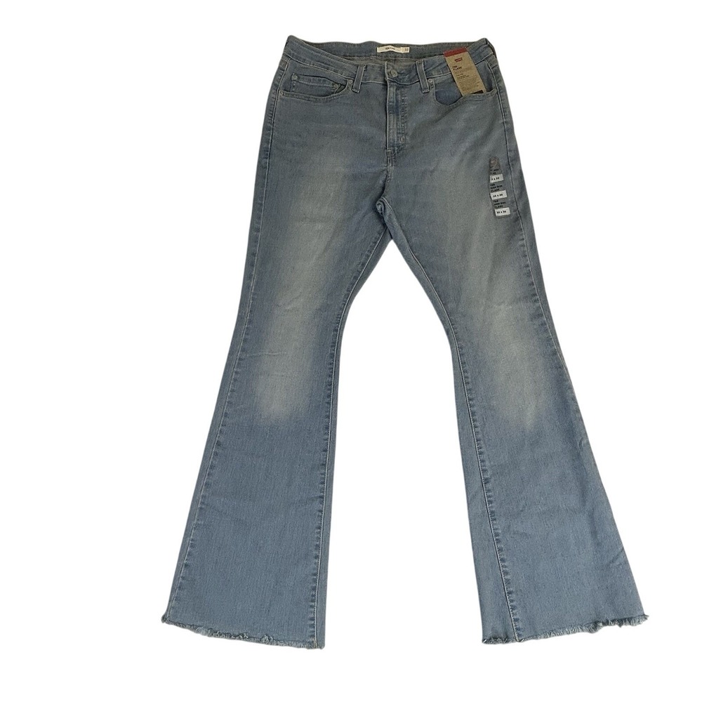 Levi's 726 High Rise Flare Jeans NWT 33x32 Light Wash Raw Hem Stellar Stretch‎